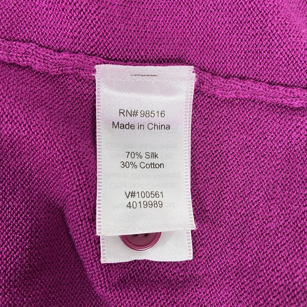 Coldwater Creek Sweater Cardigan Womens 1X Purple Silk Cotton 3/4 Sleeve Career - Picture 5 of 11